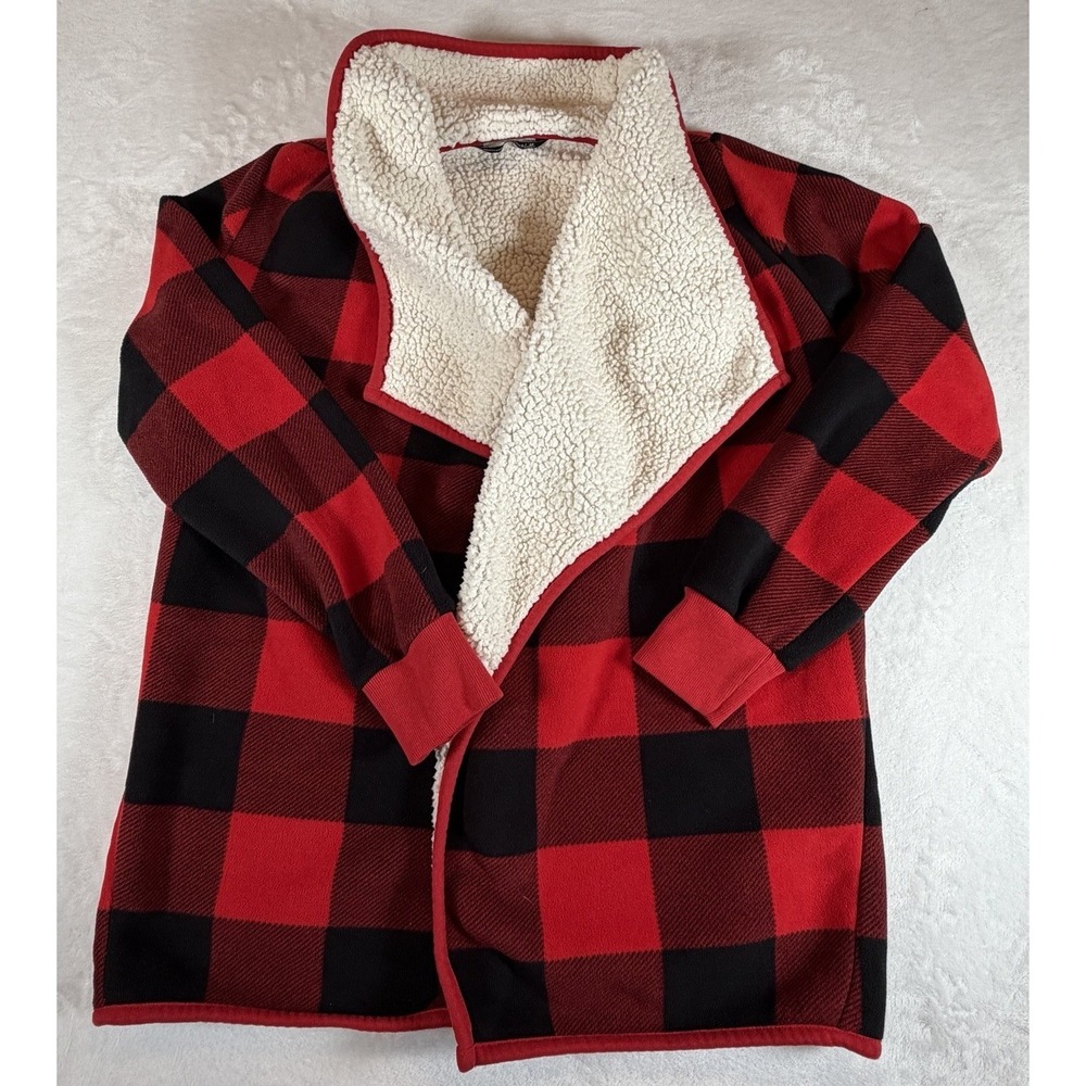 Abercrombie And Fitch Women's‎ Sz M Red Black White Plaid Flannel Sherpa Lined